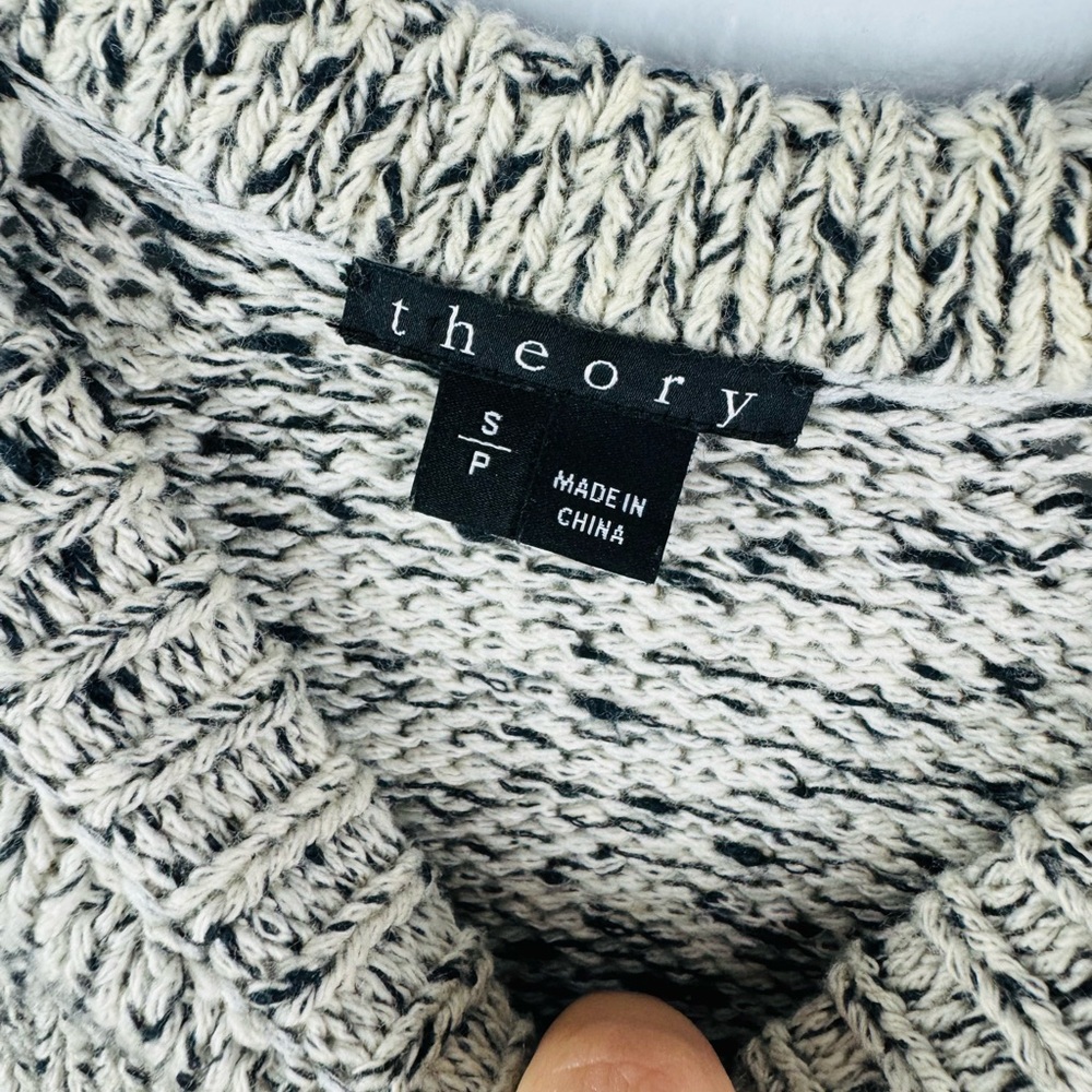 Theory Innis C Loryshare Marbled Knit Sweater in Ivory Ice/Charcoal - Picture 5 of 9